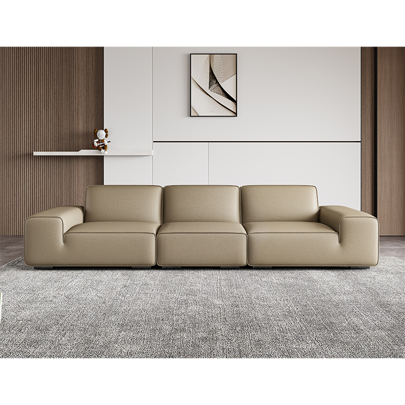 Domineering Hard-Core Leather Sofa With Widened Seat, Comfortable And Practical Sofa