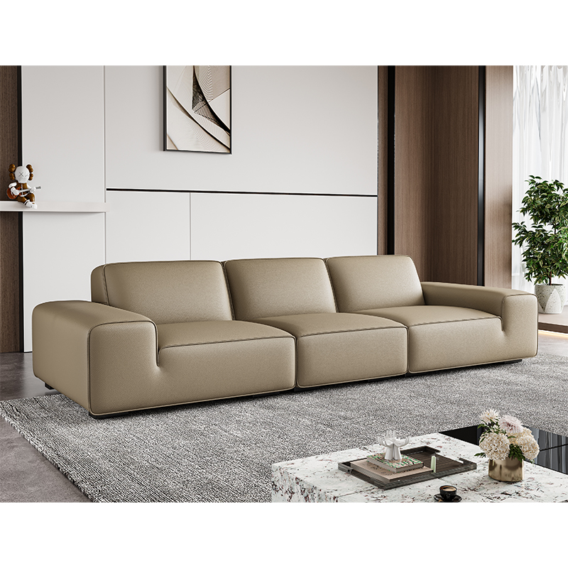 Domineering Hard-Core Leather Sofa With Widened Seat, Comfortable And Practical Sofa