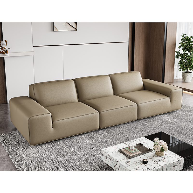 Domineering Hard-Core Leather Sofa With Widened Seat, Comfortable And Practical Sofa