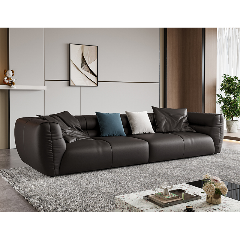 Italian Light Luxury Retro Leather Sofa