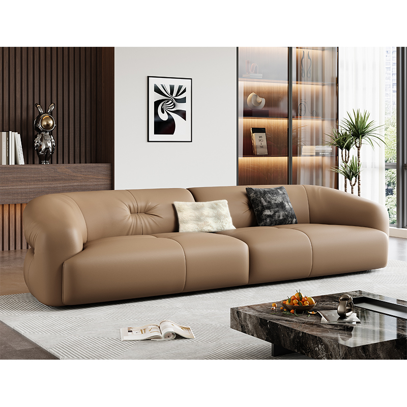 Italian Light Luxury Retro Leather Sofa
