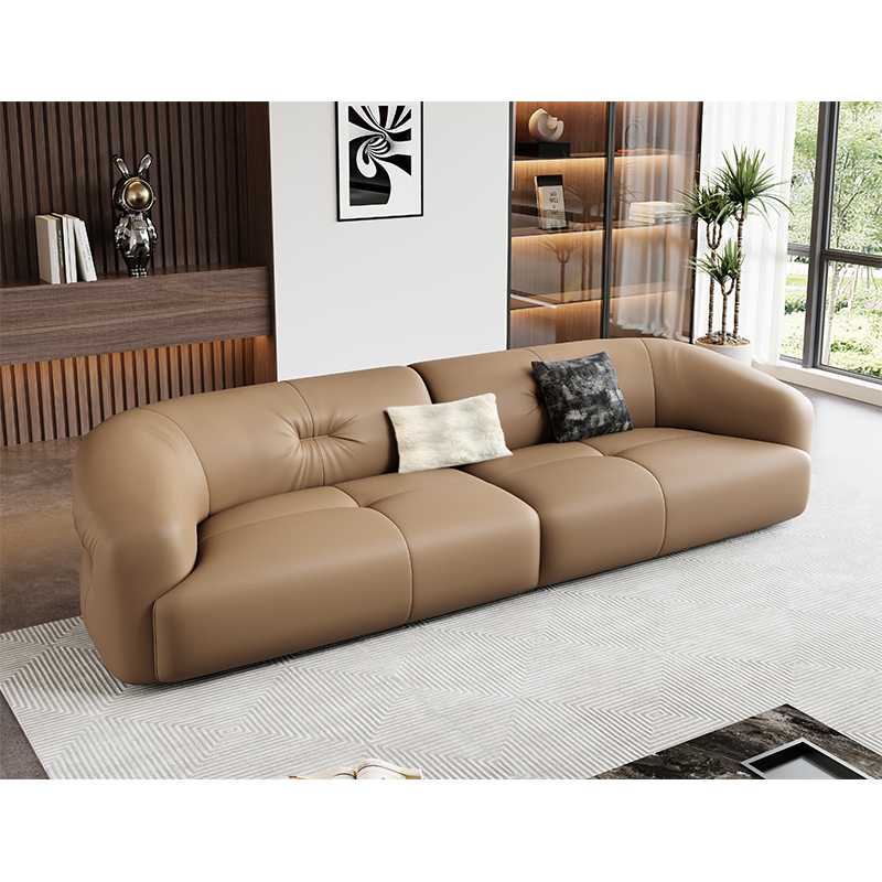 Italian Light Luxury Retro Leather Sofa