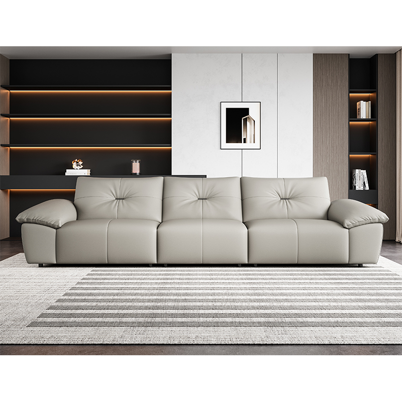 Modern Simple Cream Style Leather Sofa