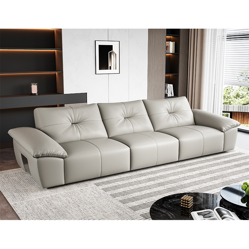 Modern Simple Cream Style Leather Sofa