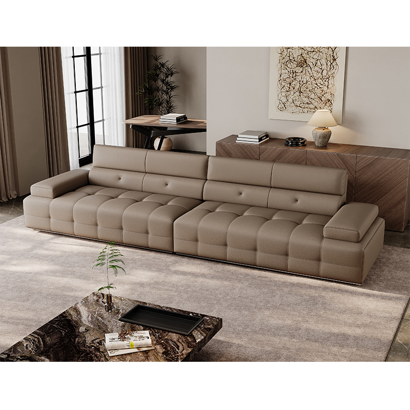Italian Light Luxury Retro Leather Sofa