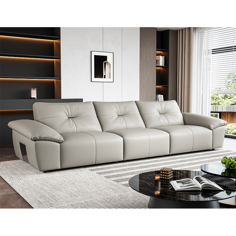 Modern Simple Cream Style Leather Sofa