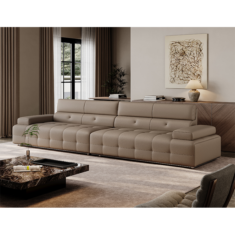Italian Light Luxury Retro Leather Sofa