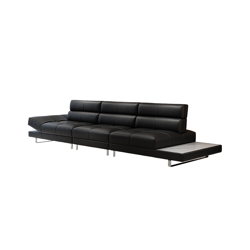 How does an adjustable backrest enable Italian leather sofas to comfortably transition from sitting to lying positions?