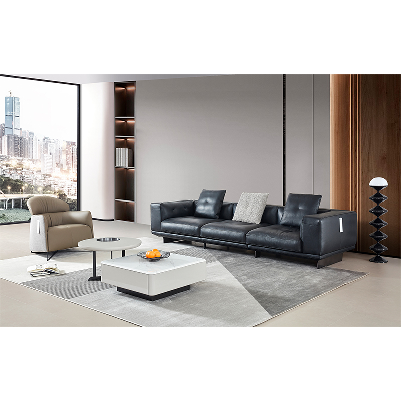 Italian Minimalist, Modern Light Luxury Leather Sofa