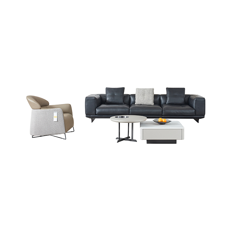 Italian Minimalist, Modern Light Luxury Leather Sofa