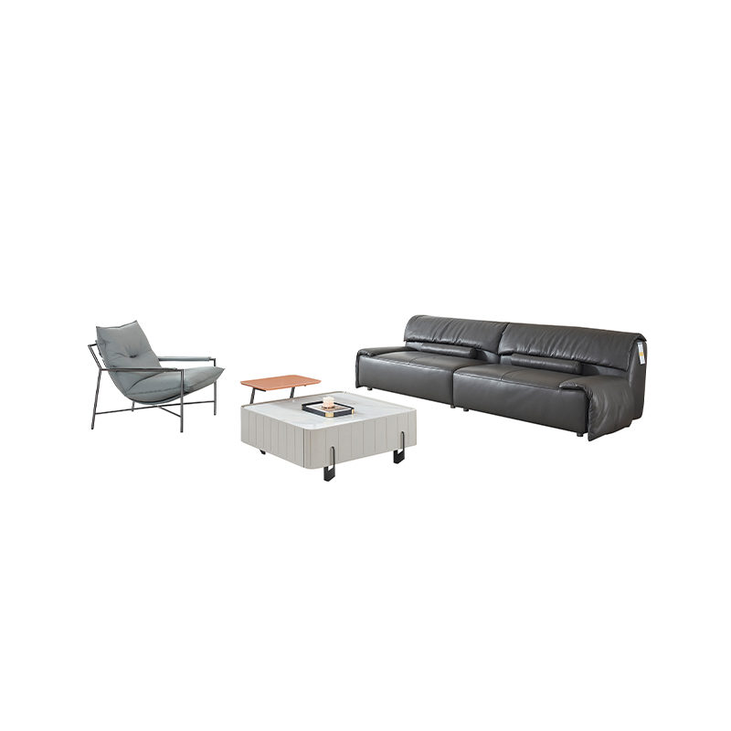 Italian Minimalist, Modern Vintage Lazy Leather Sofa