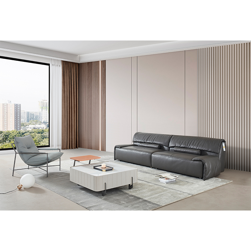 Italian Minimalist, Modern Vintage Lazy Leather Sofa