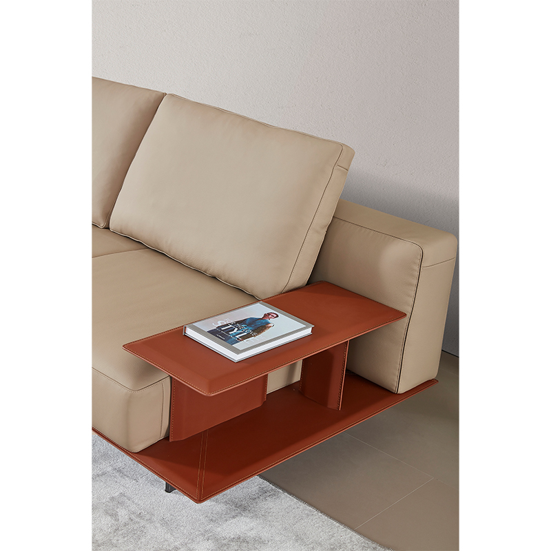 Italian Minimalist, Modern Light Luxury Leather Sofa