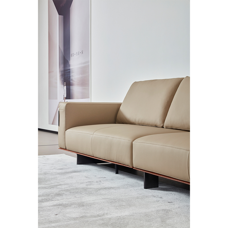 Italian Minimalist, Modern Light Luxury Leather Sofa