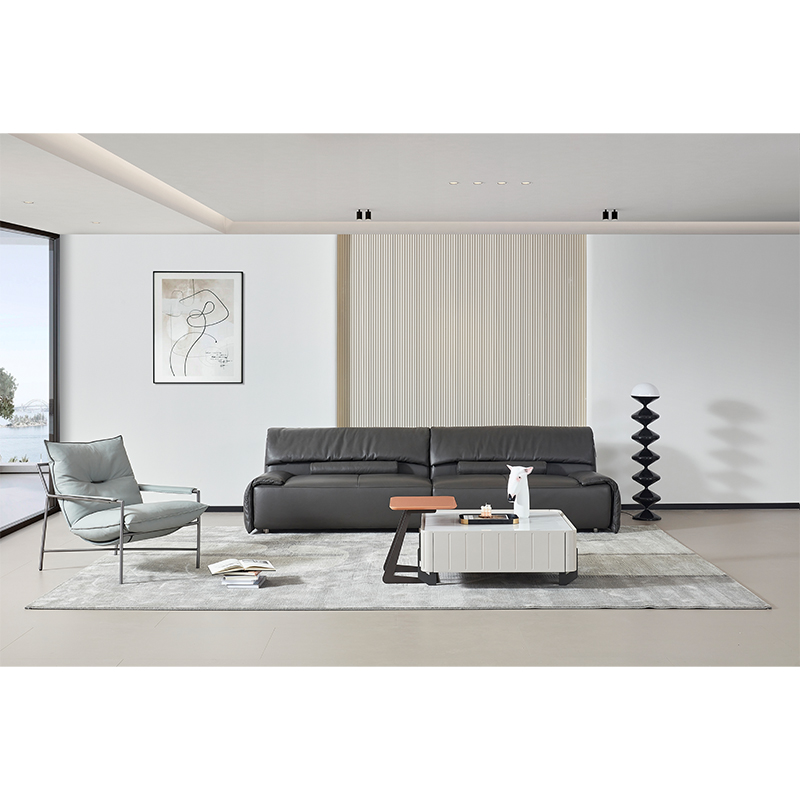 Italian Minimalist, Modern Vintage Lazy Leather Sofa