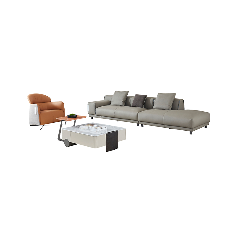 Modern Simple Straight Row Special-shaped Leather Sofa