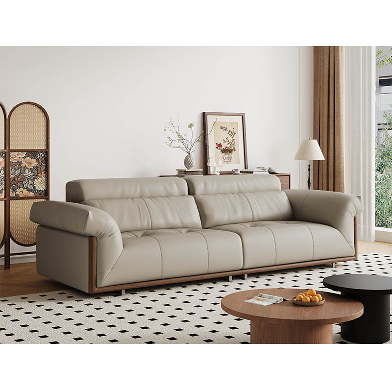 Modern Minimalist Oriental Aesthetic Genuine Leather Sofa