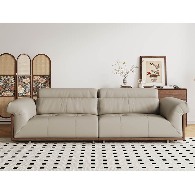Modern Minimalist Oriental Aesthetic Genuine Leather Sofa