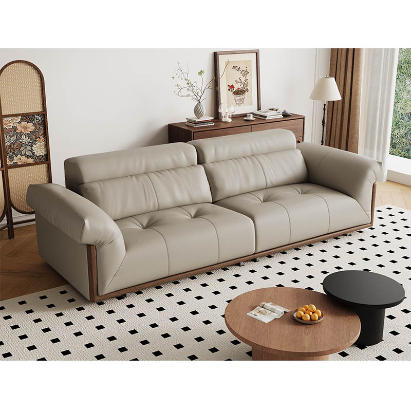 Modern Minimalist Oriental Aesthetic Genuine Leather Sofa